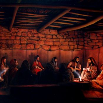 Pintura intitulada "Ultima Ceia" por Cassiano Lima, Obras de arte originais, Óleo Montado em Painel de madeira