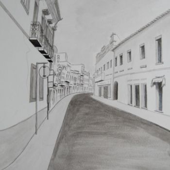 Painting titled "rua 3" by Cassiano Lima, Original Artwork, Ink Mounted on Cardboard
