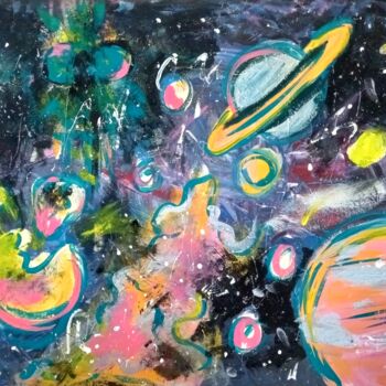 Peinture intitulée "Planetary Eyes" par Cassie Burgan, Œuvre d'art originale, Acrylique