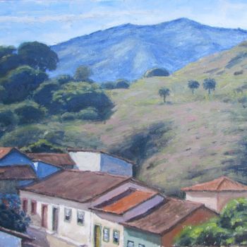 Painting titled "Mariana landscape" by Cássio Antunes Oliveira, Original Artwork, Oil Mounted on Wood Panel