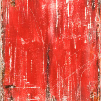 Pintura titulada "Red-Raw" por Cass Stoddart, Obra de arte original, Acrílico Montado en Bastidor de camilla de madera
