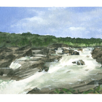 Painting titled "Potomak river - was…" by Castel Yvonne, Original Artwork, Gouache