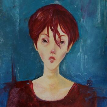 Painting titled "random face - Ivy" by Castel Yvonne, Original Artwork, Oil