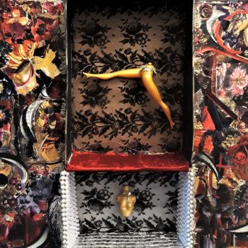 Κολάζ με τίτλο "Burlesque" από Marta Castellanos, Αυθεντικά έργα τέχνης, Κολάζ