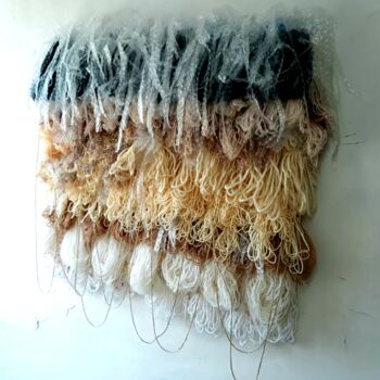 Arte textil titulada "Sur La Plage Ensole…" por Marta Castellanos, Obra de arte original, Fibra textil