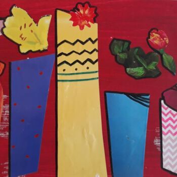 Collages titulada "Vases" por Marta Castellanos, Obra de arte original, Collages