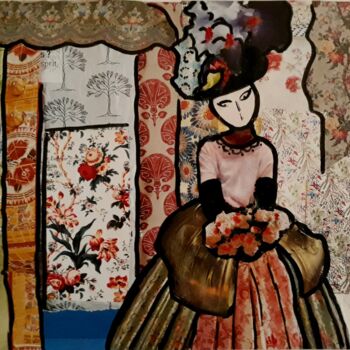 Colagens intitulada "Mimi de Montparnasse" por Marta Castellanos, Obras de arte originais, Colagens