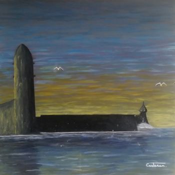 Painting titled "Collioure coucher d…" by Cyril Casteran, Original Artwork, Acrylic