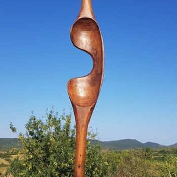 Sculpture intitulée "La langue de bois" par Castor, Œuvre d'art originale, Bois