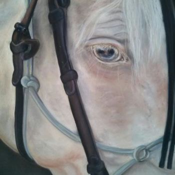 Pintura intitulada "Caballo palomino" por Manuel Castro Báez, Obras de arte originais, Óleo