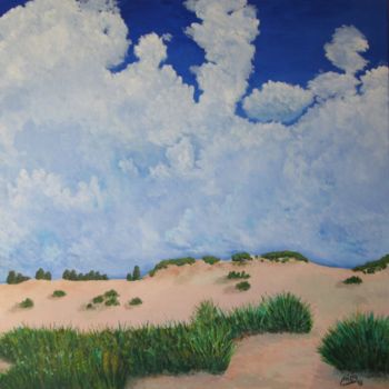 Pintura titulada "Nubes en las dunas" por Manuel Castro Báez, Obra de arte original