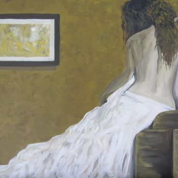 Pintura intitulada "Desnudo de espaldas…" por Manuel Castro Báez, Obras de arte originais