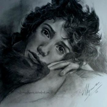 Drawing titled "The girl" by Alexandra Dergach, Original Artwork
