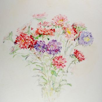 Malerei mit dem Titel "Colorés et joyeux" von Catherine Claude, Original-Kunstwerk, Aquarell
