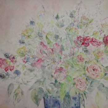 Peinture intitulée "Bouquet épanoui" par Catherine Claude, Œuvre d'art originale, Aquarelle