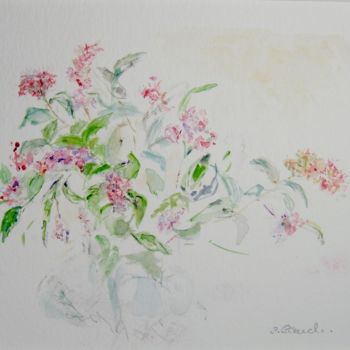 Painting titled "Souffle de fleurs" by Catherine Claude, Original Artwork, Watercolor