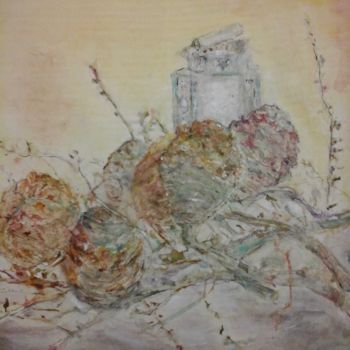 Peinture intitulée "Lanterne et pommes…" par Catherine Claude, Œuvre d'art originale, Aquarelle