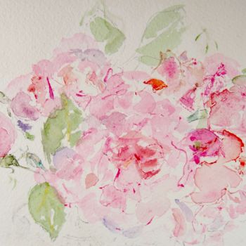 Painting titled "agrafe de roses" by Catherine Claude, Original Artwork, Watercolor