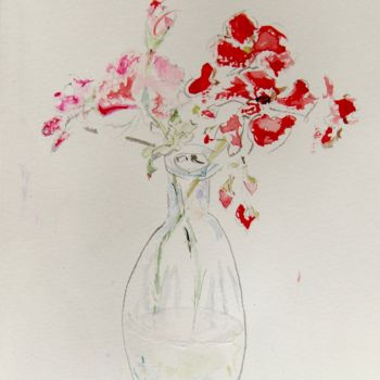 Peinture intitulée "Bouquet stylisé" par Catherine Claude, Œuvre d'art originale, Aquarelle