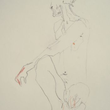 Dessin intitulée "discret" par Catherine Claude, Œuvre d'art originale, Crayon