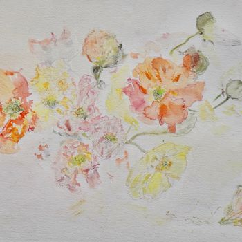 绘画 标题为“Bouquet de pavots” 由Catherine Claude, 原创艺术品, 水彩
