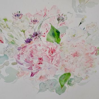 Pintura intitulada "Quelques fleurs du…" por Catherine Claude, Obras de arte originais, Aquarela