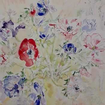 제목이 "bouquet coloré"인 미술작품 Catherine Claude로, 원작, 수채화