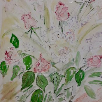 Painting titled "Bouquet de Noël" by Catherine Claude, Original Artwork, Watercolor