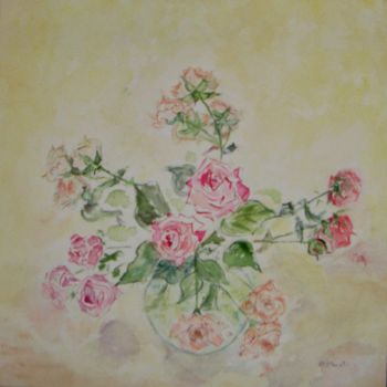 Painting titled ""tout en douceur"" by Catherine Claude, Original Artwork, Watercolor Mounted on Cardboard