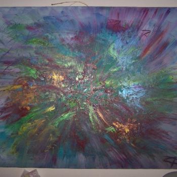 Peinture intitulée "Vert et violet" par Cata13, Œuvre d'art originale, Autre