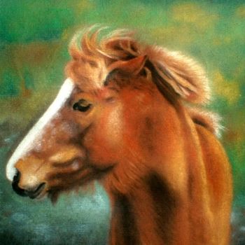 Malerei mit dem Titel "Portrait d'un cheval" von Peindre En Catalogne, Original-Kunstwerk, Öl