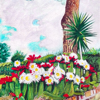 Painting titled "Fiori di Cactus in…" by Cataldo Motolese, Original Artwork, Acrylic
