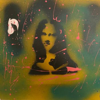 Painting titled "Deep Mona Lisa" by Rk07, Original Artwork, Spray paint Mounted on Wood Stretcher frame