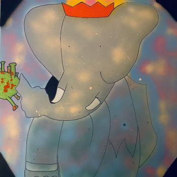 Malerei mit dem Titel "Babar drop covid19" von Rk07, Original-Kunstwerk, Acryl