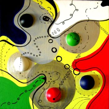 Painting titled "Méninges 2" by Catb, Original Artwork, Acrylic