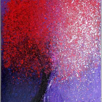 Painting titled "Arbre rouge" by Catherine Glattli Tandé, Original Artwork, Acrylic