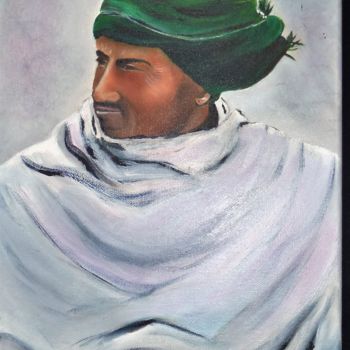 Painting titled "LE BONNET VERT" by Catherine Jullien, Original Artwork, Oil