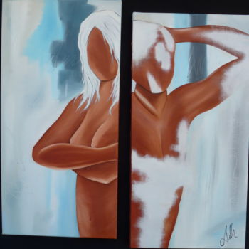 Painting titled "LE DUO" by Catherine Jullien, Original Artwork, Oil