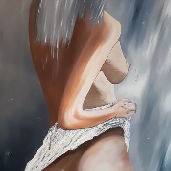 Painting titled "INTIMITÉ" by Catherine Jullien, Original Artwork, Oil Mounted on Wood Stretcher frame