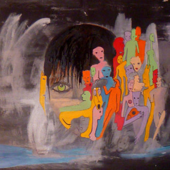 Malerei mit dem Titel "Sans titre" von Akaa, Original-Kunstwerk, Öl