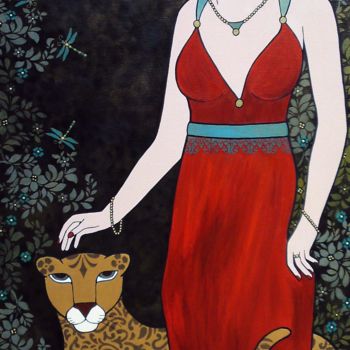 Painting titled "Myrna au Lion" by Cathajek, Original Artwork, Acrylic
