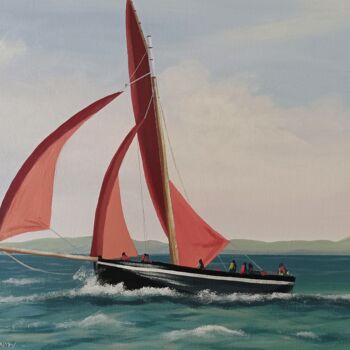Malerei mit dem Titel "Racing in connemara" von Cathal O Malley, Original-Kunstwerk, Acryl