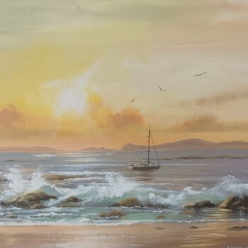 Painting titled "Aughrisbeg waves." by Cathal O Malley, Original Artwork, Acrylic