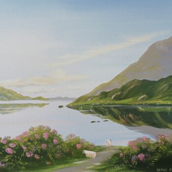 Painting titled "Leenane flowers," by Cathal O Malley, Original Artwork, Acrylic