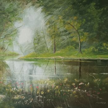 Pintura intitulada "Ballynahinch reflec…" por Cathal O Malley, Obras de arte originais, Óleo