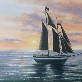 Pintura intitulada "Atlantic sunset,," por Cathal O Malley, Obras de arte originais, Acrílico