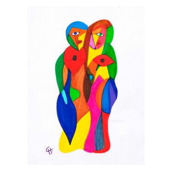 Drawing titled "L'union" by Cathart, Original Artwork, Ink