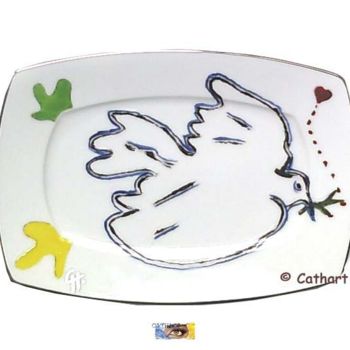 Artesanía titulada "Plat décoratif porc…" por Cathart, Obra de arte original
