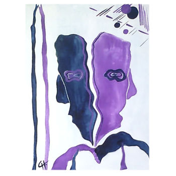 Pintura intitulada "Face et profil" por Cathart, Obras de arte originais, Acrílico