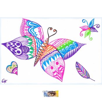 제목이 "Carte d'Art Papillo…"인 그림 Cathart로, 원작, 잉크